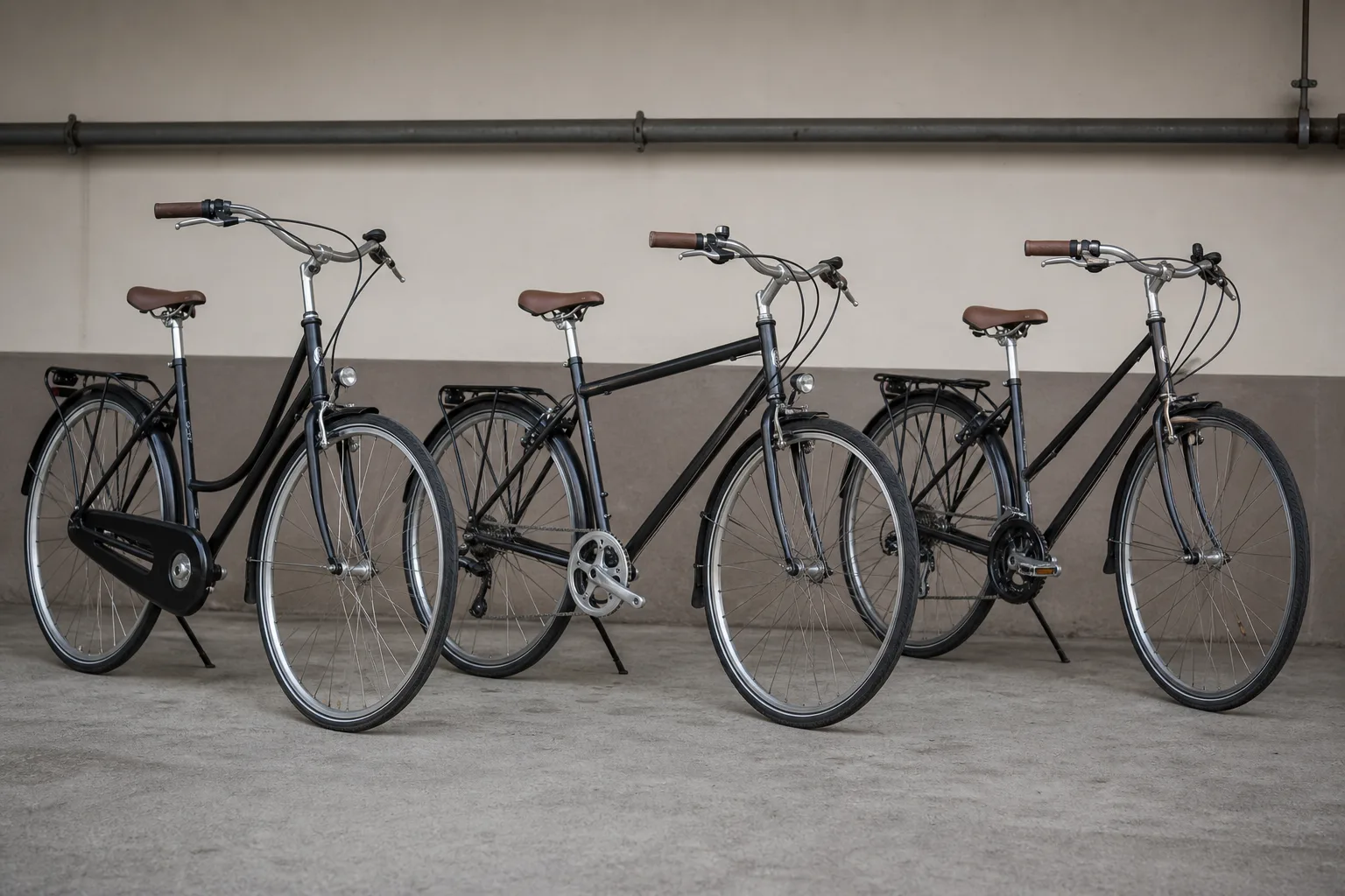 One gear, three, or seven on a flat town bike, and the brakes that come with each